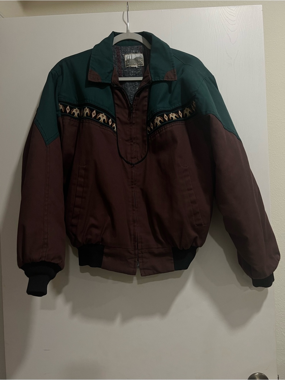 Men's Two-Tone Forest Green & Brown Bomber Jacket